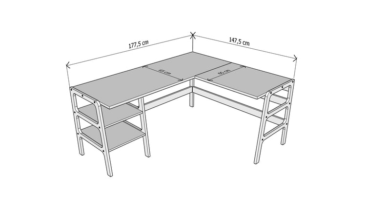 Biurko L-Shape 15 z półkami