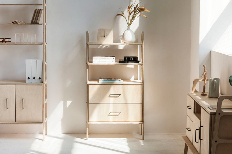 wooden-handmade-bookcase-with-drawers