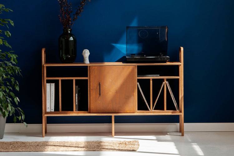 wooden-mid-century-modern-sideboard-with-vinyl-storage