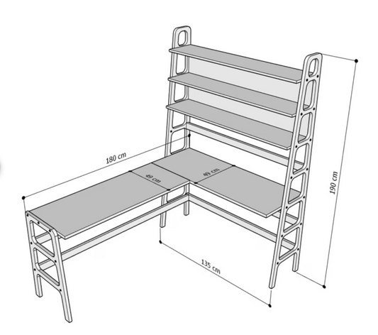 Biurko z półkami L-Shape