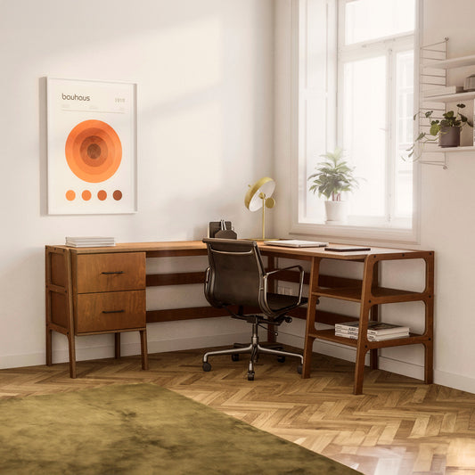 Biurko L-Shape 11 z szufladami i półkami