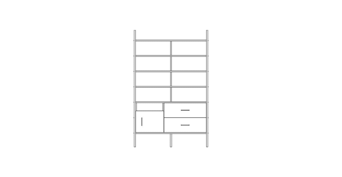 Regał Maxi · szer. 120 cm · Szuflady + Otwarta