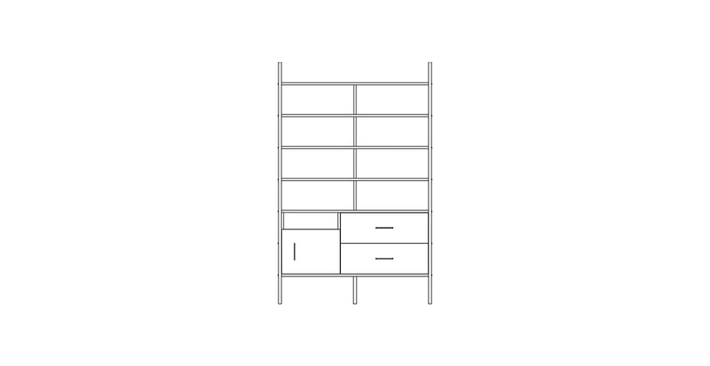Regał Maxi · szer. 120 cm · Szuflady + Otwarta