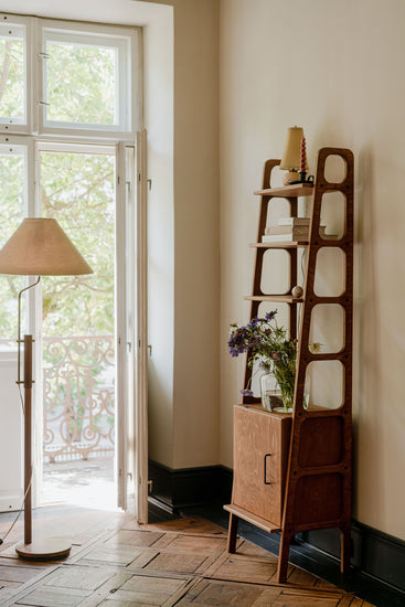 Walnut-mid-century-modern-bookcase-with-cabinet