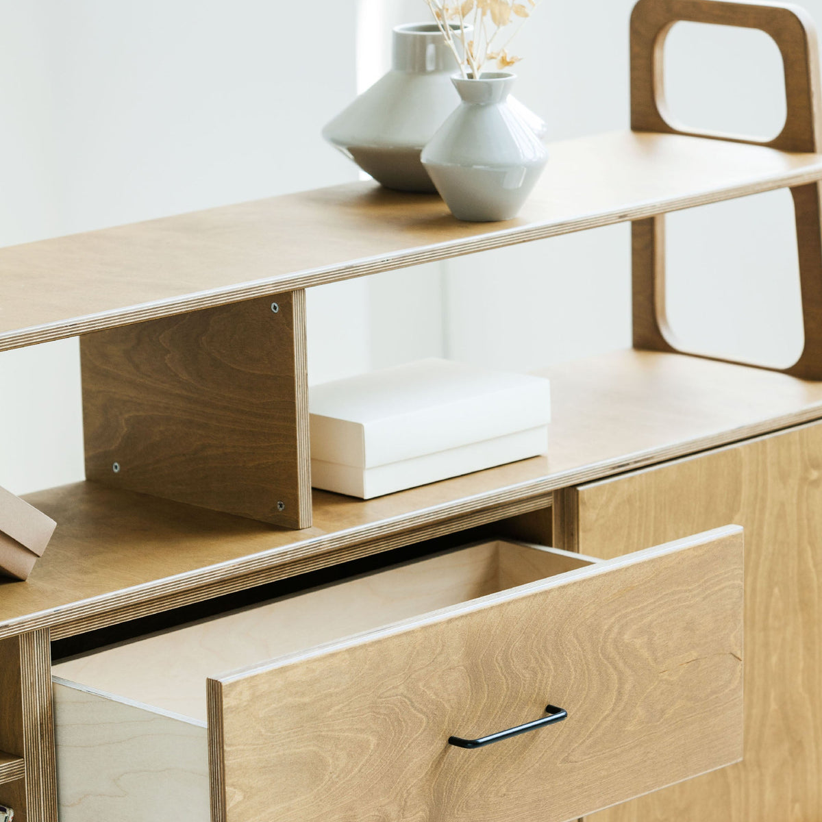 closeup-of-wooden-bookcase-mid-century-modern