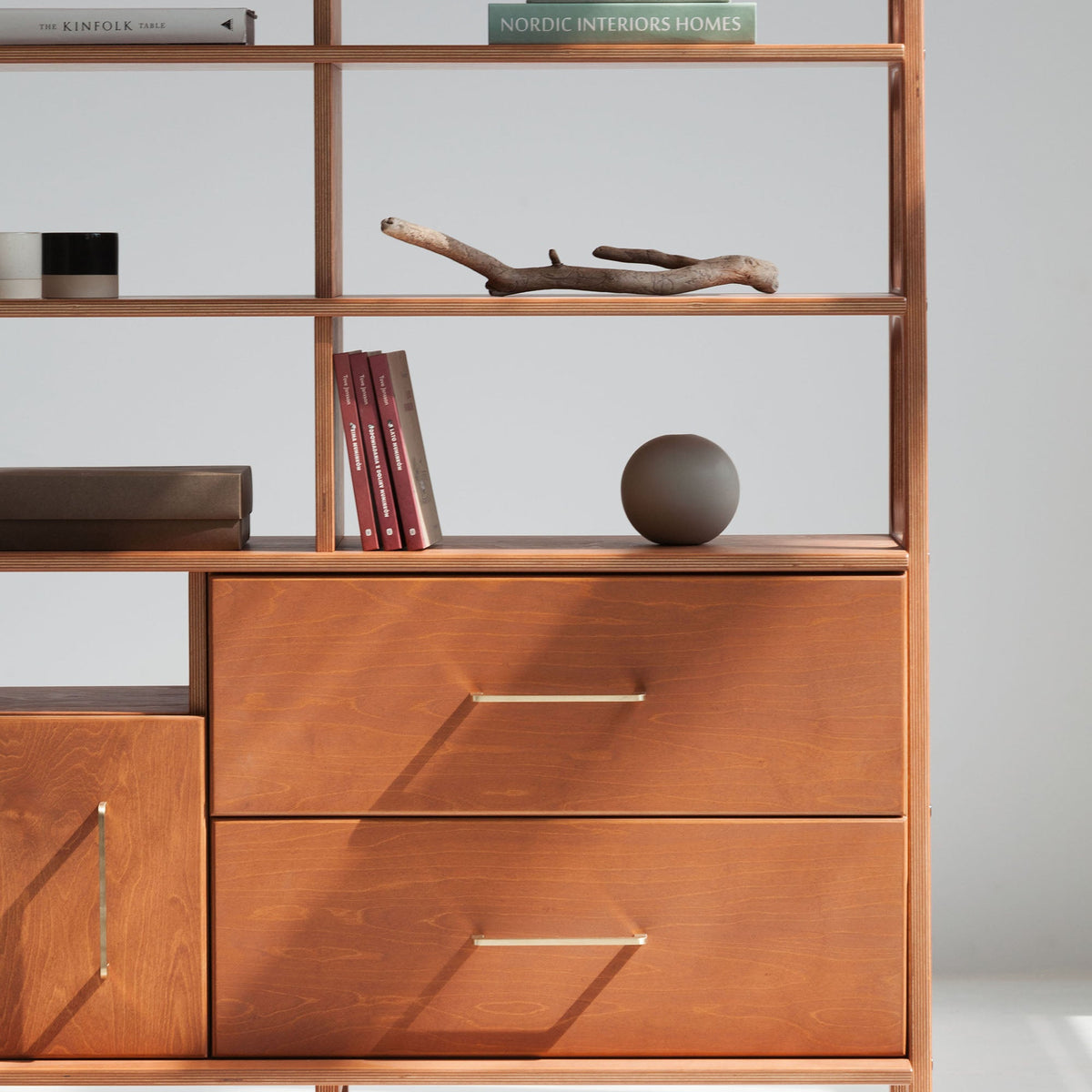 teak-mid-century-bookcase-drawers-with-brass-handles