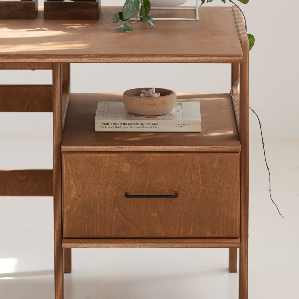    walnut-wood-drawer-of-mid-century-desk