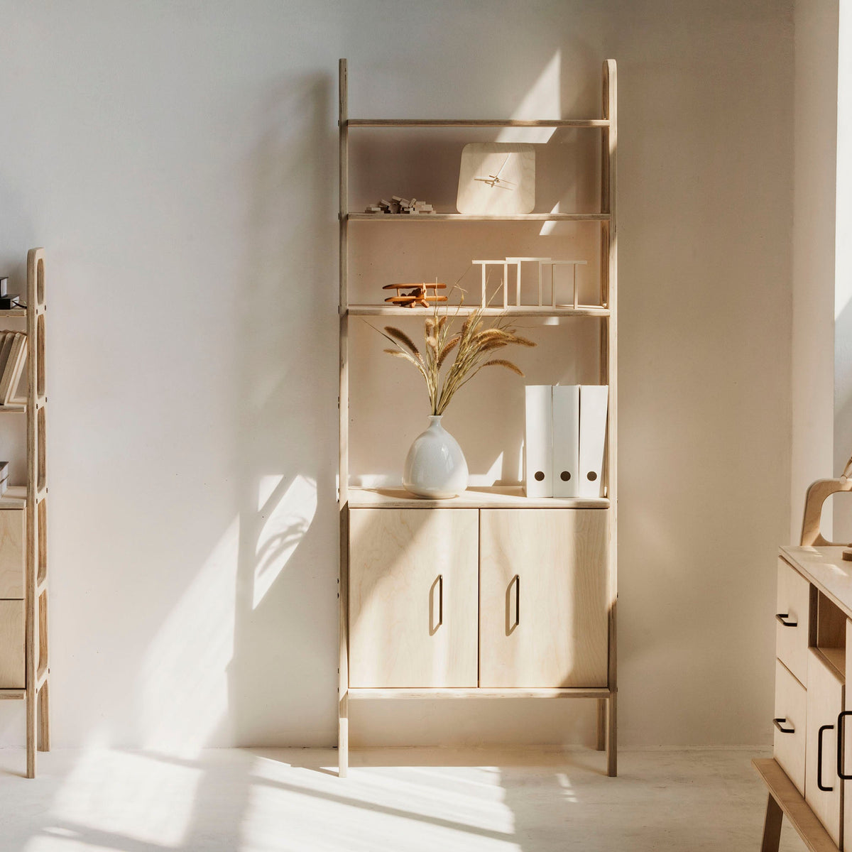 wooden-bookcase-mid-century-modern-with-cabinet
